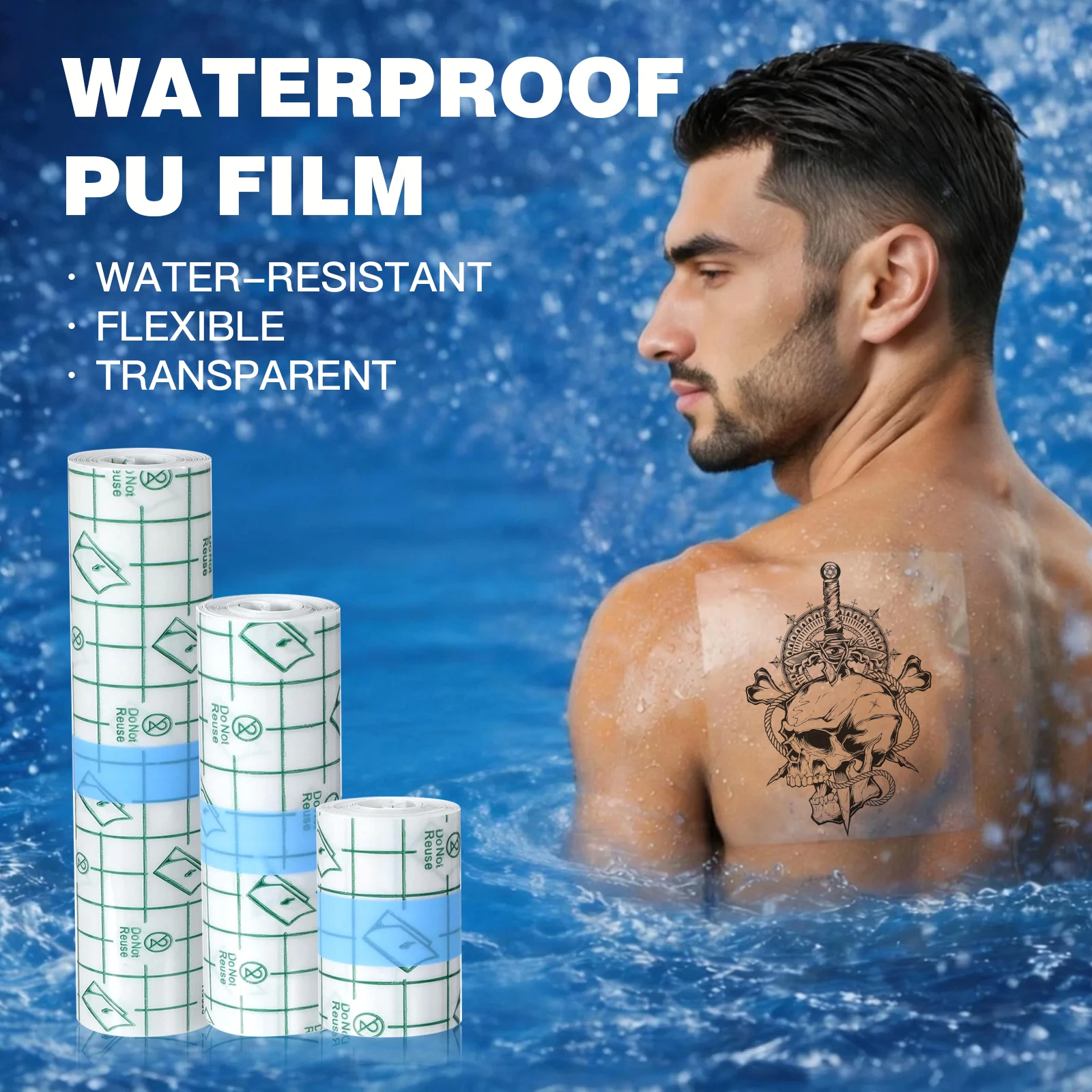 5cm/10cm/15cm Wide Waterproof Tattoo Film PU Tape Tattoo Aftercare Protective Skin  Waterproof Bandage Tattoo Accessories
