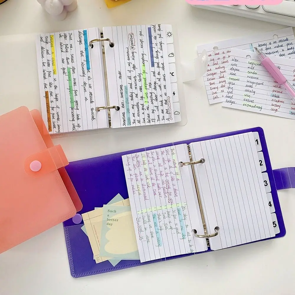High Quality DIY Loose-leaf Notebook Horizontal Line Double Hole Memo Pads Macaron Color Index Stickers Gift