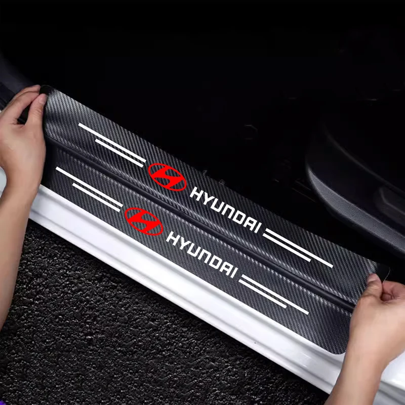 Car Door Sill Strip Carbon Fiber Texture Protection Sticker For Hyundai I10 I20 I30 I40 IX20 IX35 Tucson Solaris Accent Elantra