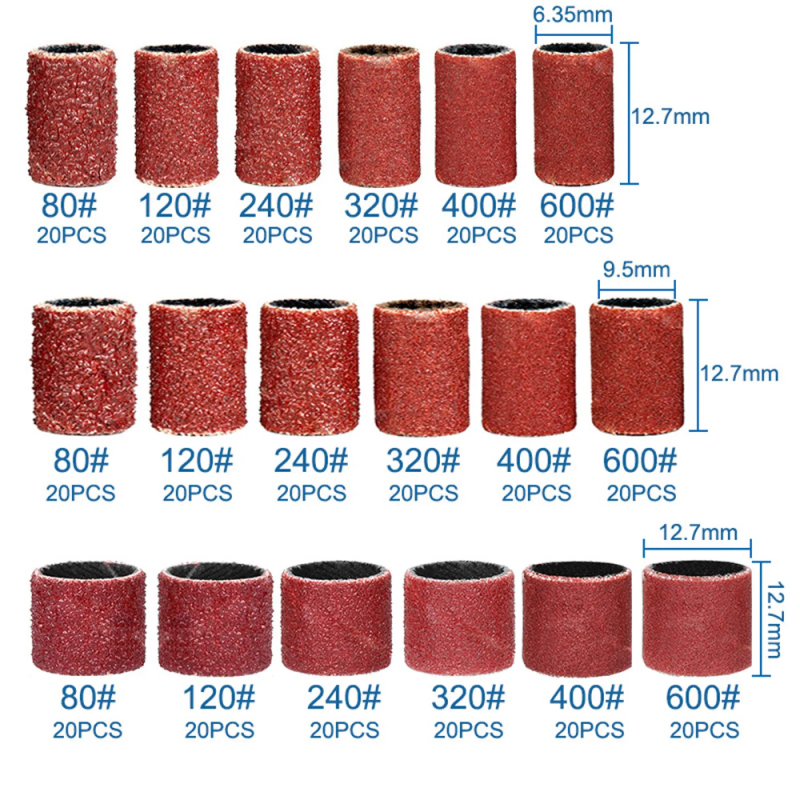 Zımpara diski 1/4 3/8 1/2 inç zımpara davul seti zımpara mandreller zımpara bandı 80-600 Grit Dremel döner aracı 384Pc için uyar