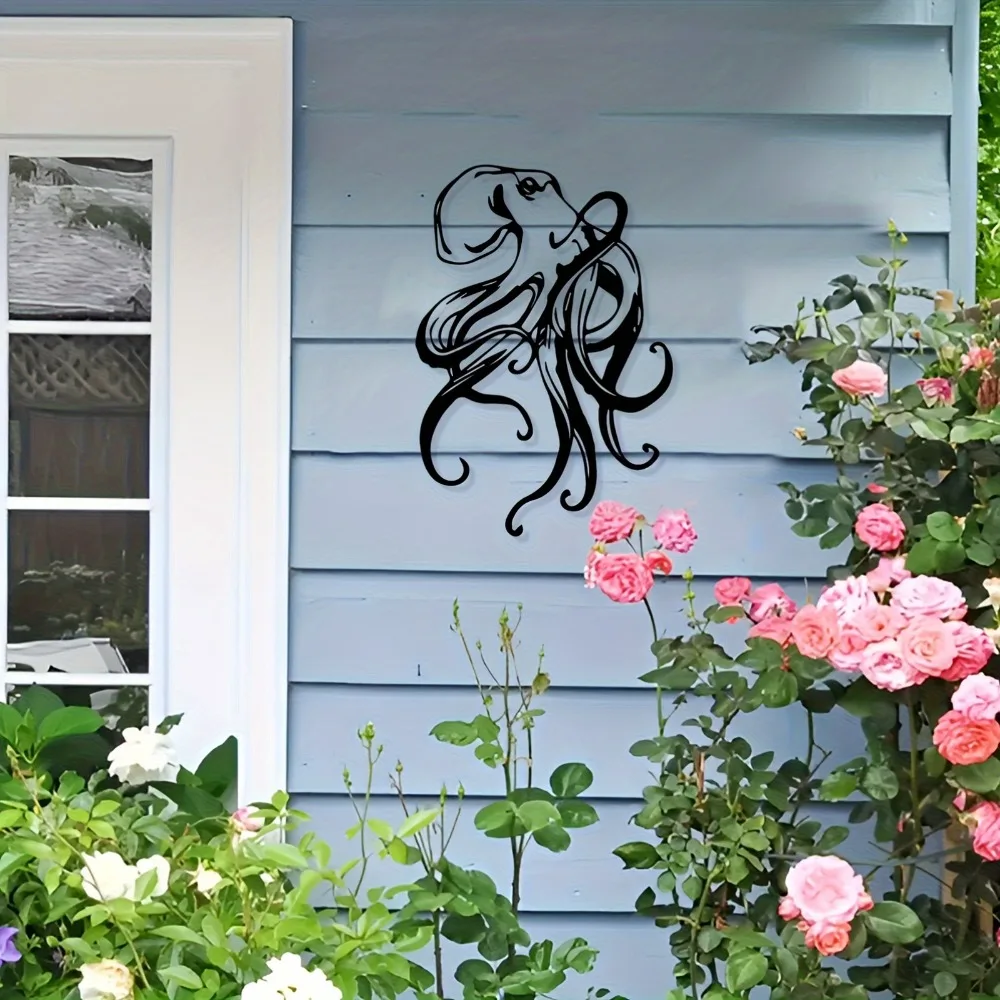 Octopus Iron Wall Art Nautical Metal Sculpture Coastal Living Room Beach House Christmas Housewarming Gift Decor Ornament