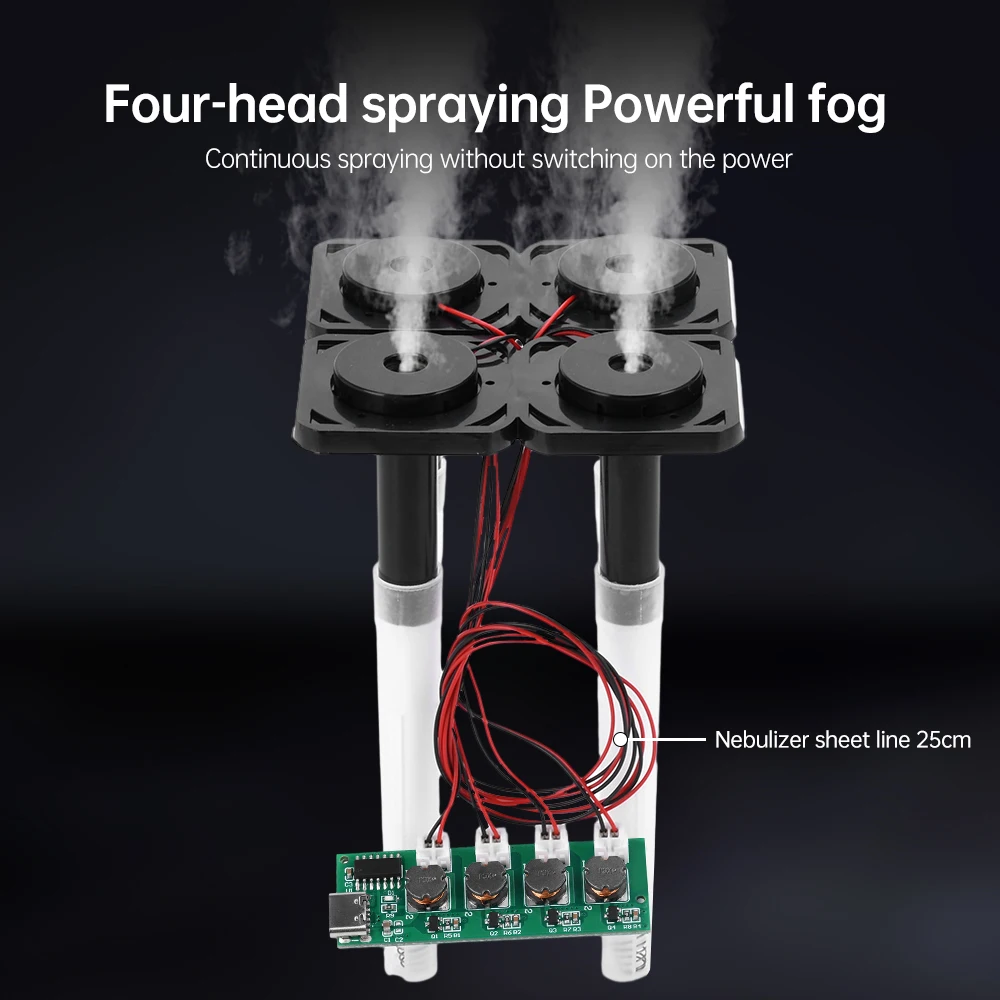 DC5V Humidifier Module Diy Atomization Control Board Ultrasonic Atomizer Type-C Interface 4 Spray Outlet