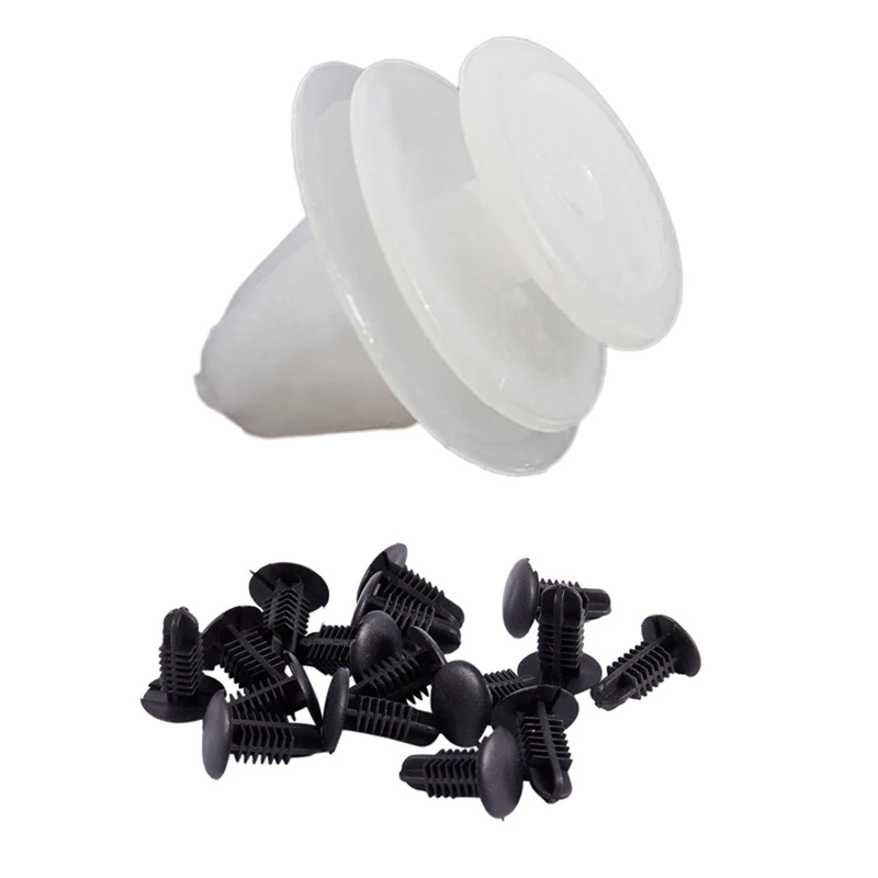 10X Car Door Panel Mounting Clips White For Peugeot 206 207 1007 307 & 16Pcs Plastic Rivets Clip 4Mm X 5Mm X 15Mm Black