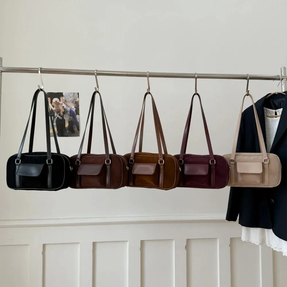 

Fashion Versatile Bowling Bag Suede Korean Style Single Shoulder Bag Large Capacity Tote Bag for Women
