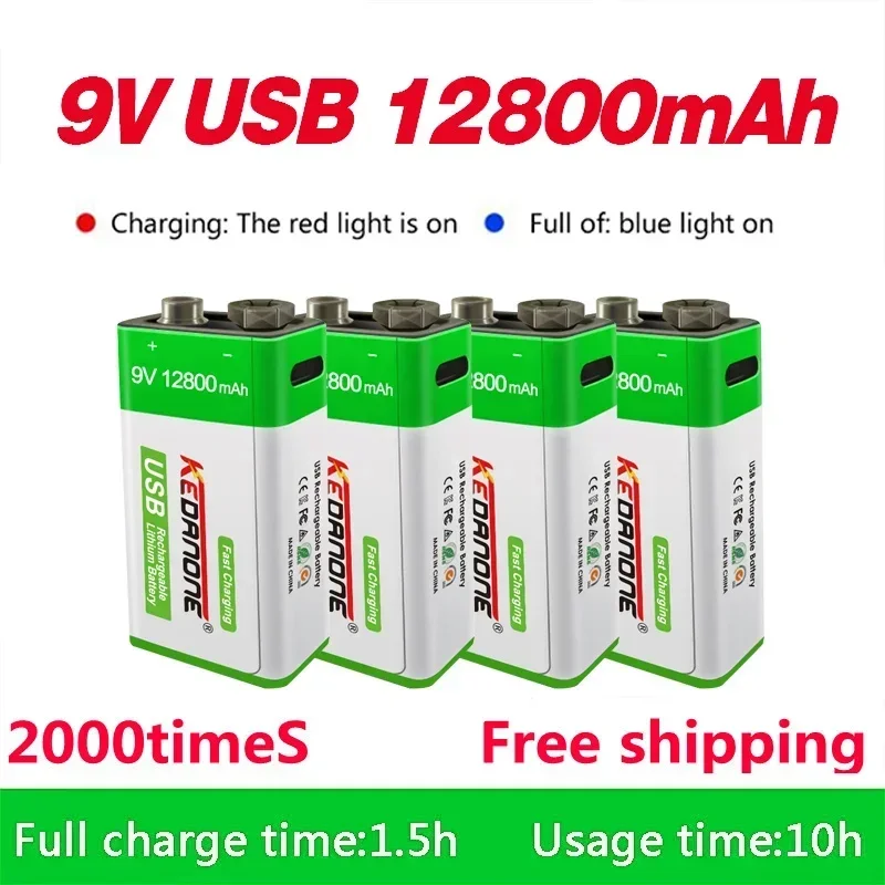 

Special offer 9V 12800mAh li-ion Rechargeable Micro USB Batteries 9 v lithium for Multimeter Microphone Toy Remote Control