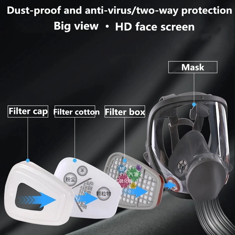 Anti fog full face respirator, gas mask, industrial coating, spraying, safety filter, formaldehyde protection, 6800