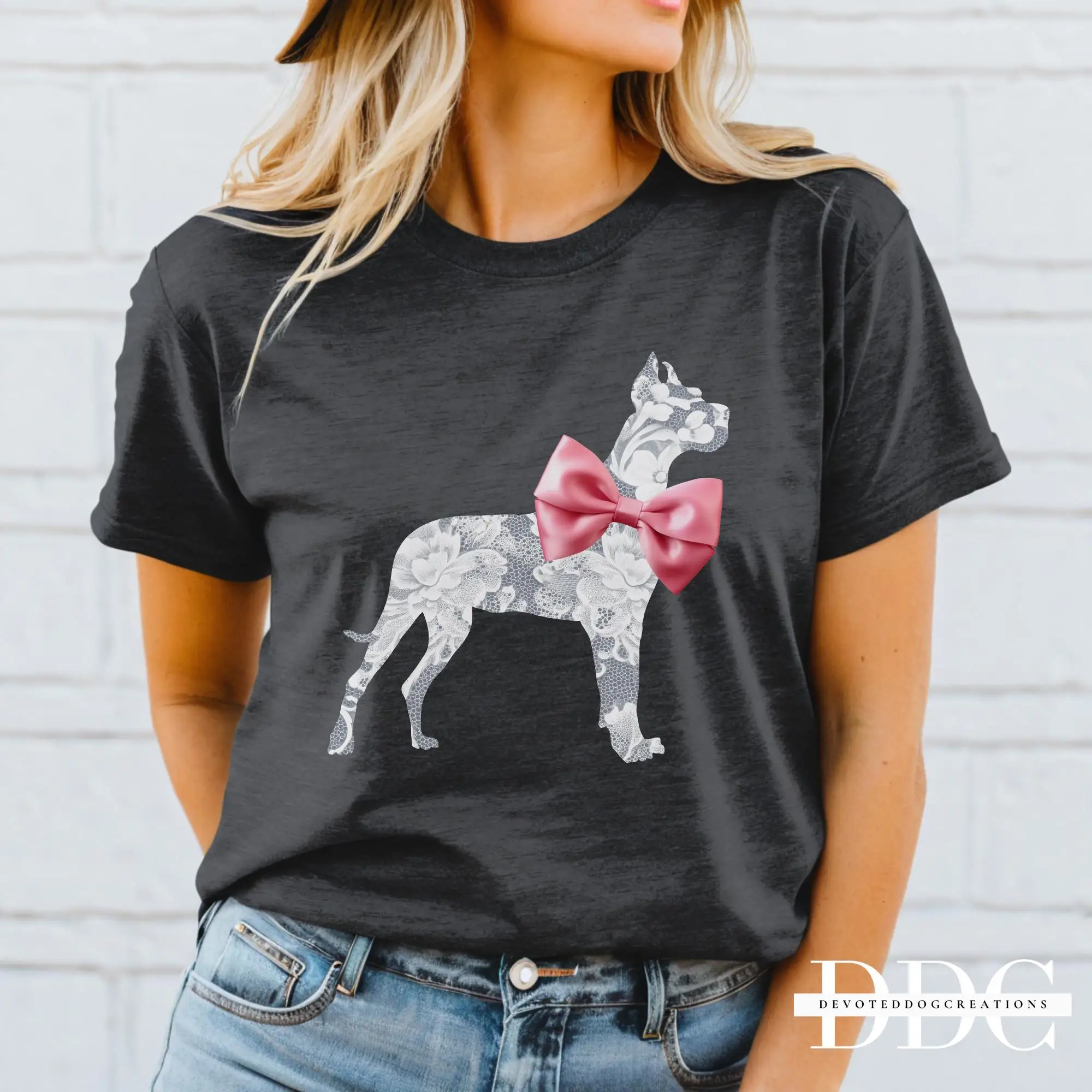

Cute Great Dane T Shirt Lover s Mom Coquette Bow and Lace Dog Mama