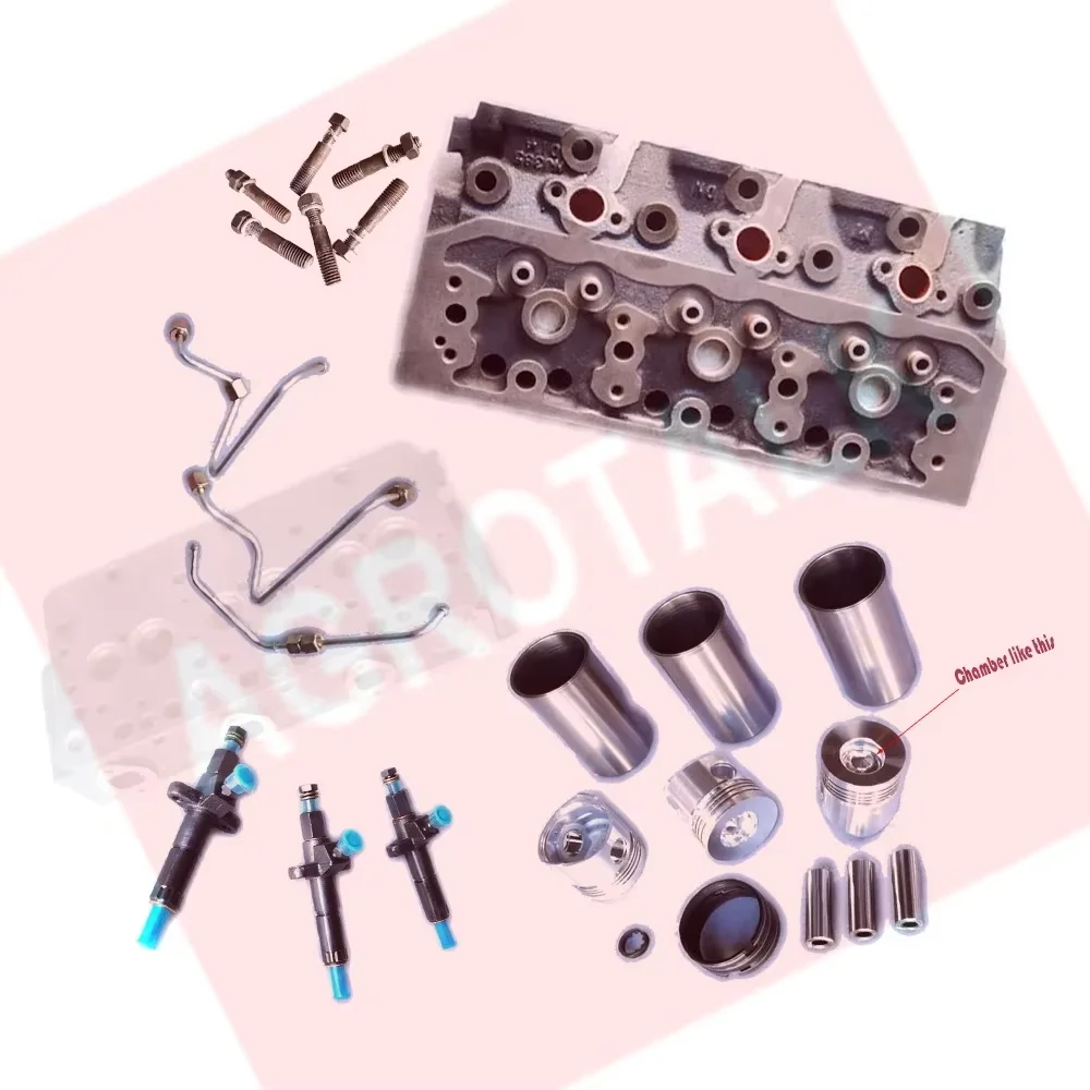 Cylinder head with piston group kit , change swirl NJ385 ( for Fengshou's Lenar LE254 / LE274 ,) to direct injection type