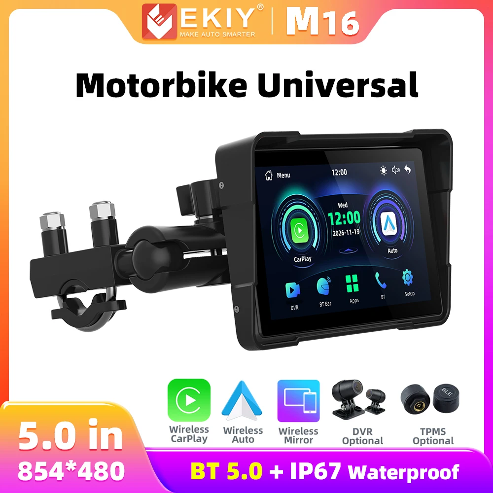 EKIY M16C 5'' Navigation Motorcycle Waterproof Carplay Display