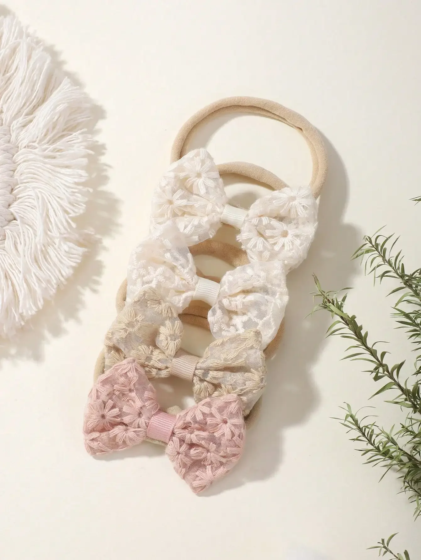 

4pcs Hollow Out Lace Butterfly Shaped High Elasticity Hairband For Kids, Hair Accessories Love Valentine