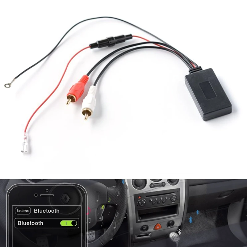 Car Radio RCA Bluetooth Adapter Stereo 2RCA Wireless AUX Audio Wiring For DVD CD Computer Speaker