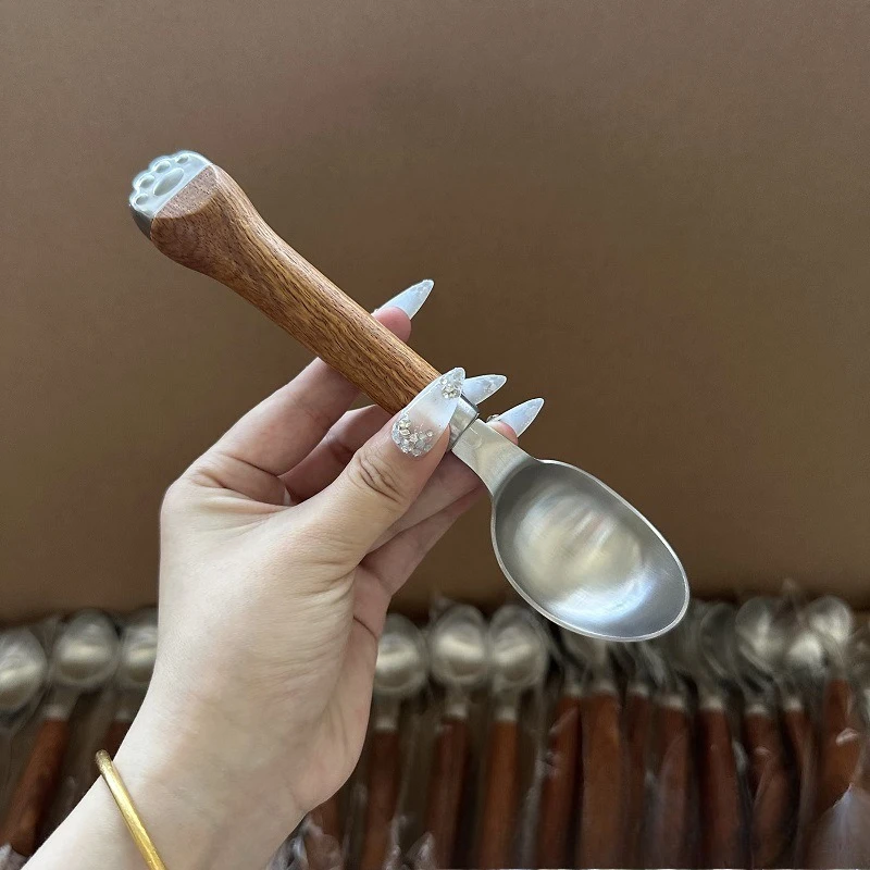 

LH stainless steel dessert spoon high-value yogurt special spoon flat head digging spoon household