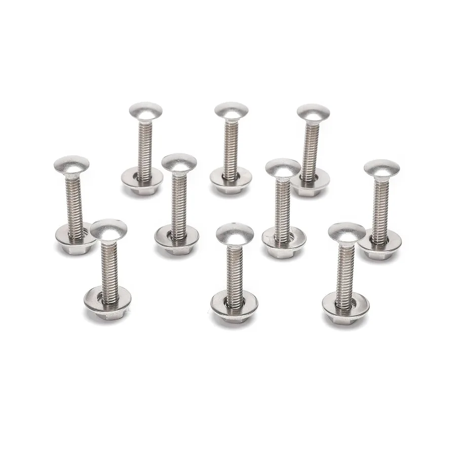 10 set 1 420 x 11 Kit bulloni e dadi per carrello da 2" Viti a collo quadrato rotondo in acciaio inossidabile 188 (304)