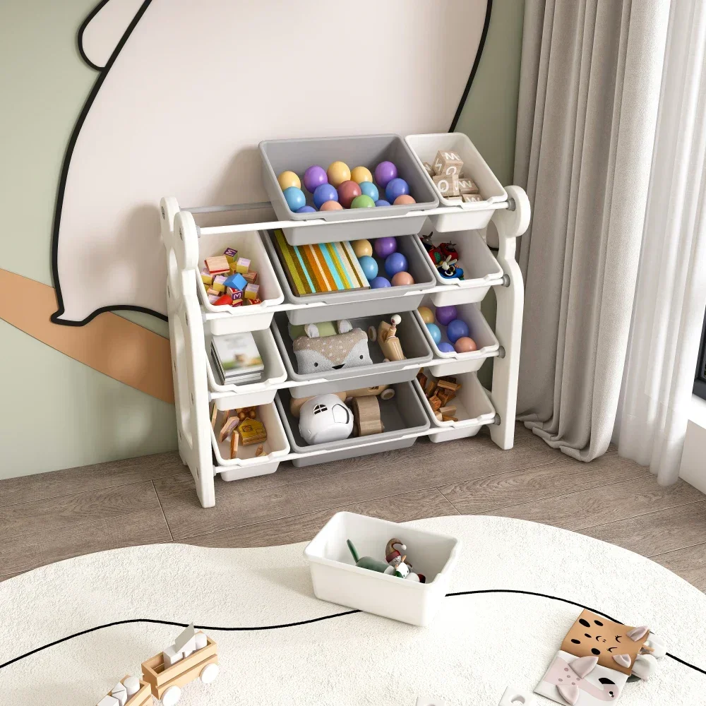 

Kids Toy Storage Organizer with 12 Bins,Toy Storage Cabinet Unit with HDPE Shelf and Bins for Playroom,Storage Box