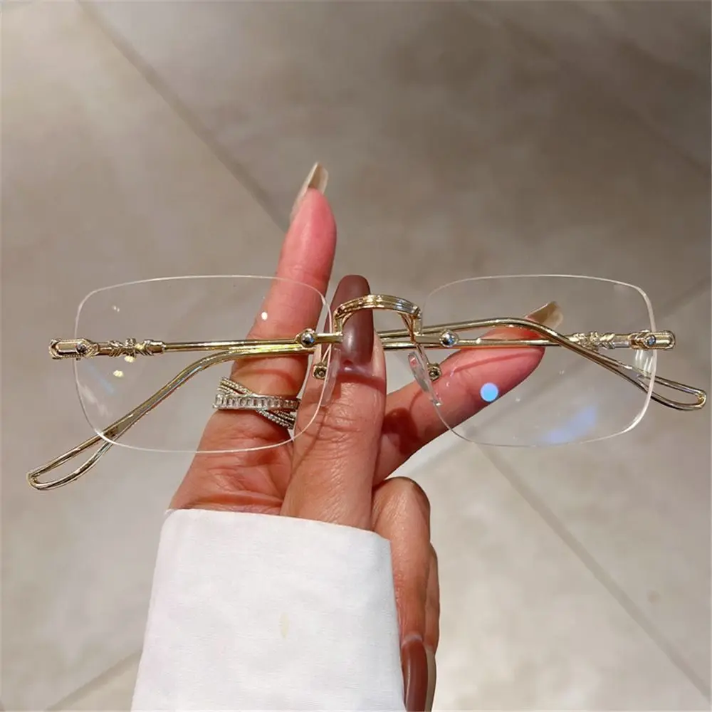 Rimless Rectangle Sunglasses Men Women Fashion Vintage Shades Brand Design Ocean Lenses Sun Glasses UV400 Metal Eyewear