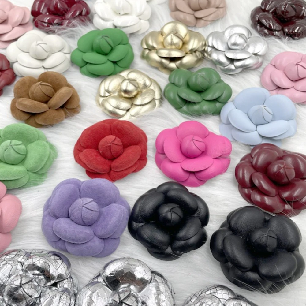 كاميليا روز زهرة جلدية زين المرأة الفاخرة البدلة التلبيب دبوس DIY بها بنفسك الحرفية النسيج زهرة لفستان إكسسوار حفل زفاف