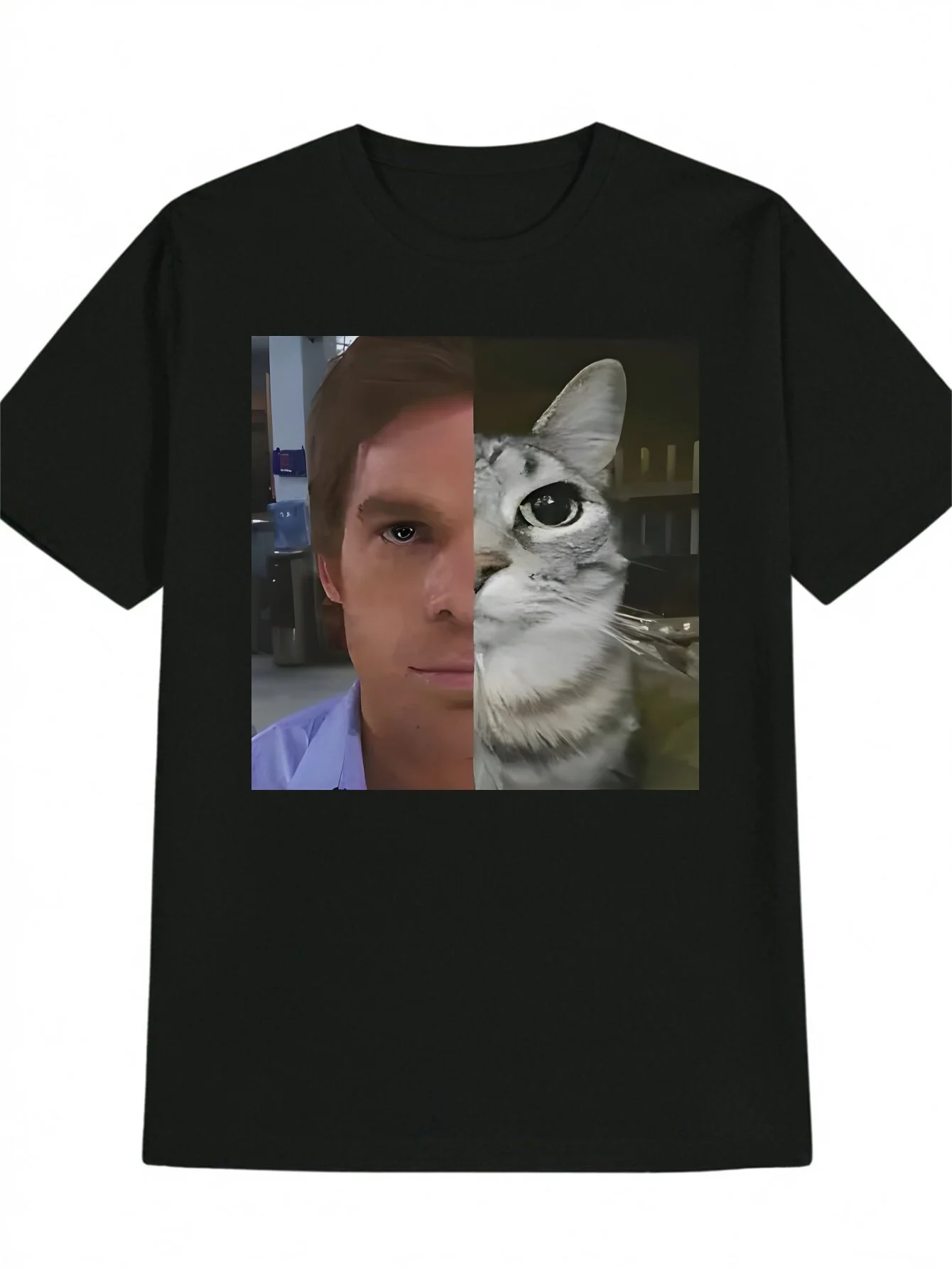

Fun Cat Graphic Printing Summer Autumn Winter Pure Cotton Casual and Comfortable Men's and Women's T-shirts Short Sleeves Loose