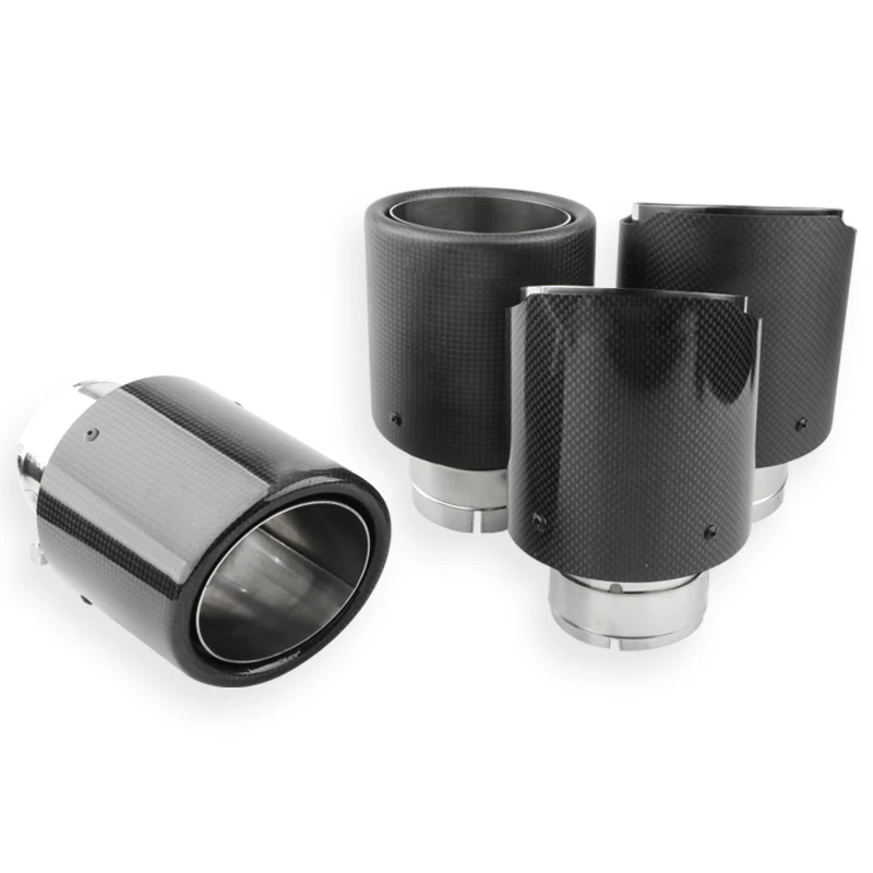 1PC Car Exhaust Muffler Pipe Carbon Fiber Stainless Steel Black Blue Edge Exhaust Tips Pipes Auto Parts With AK Logo