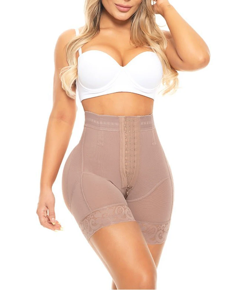 High Waist Push Up Short With 3 Rows Of Snaps And Enhancement Bootylicius Flatten Abdomen Waist and Hips Three-breasted