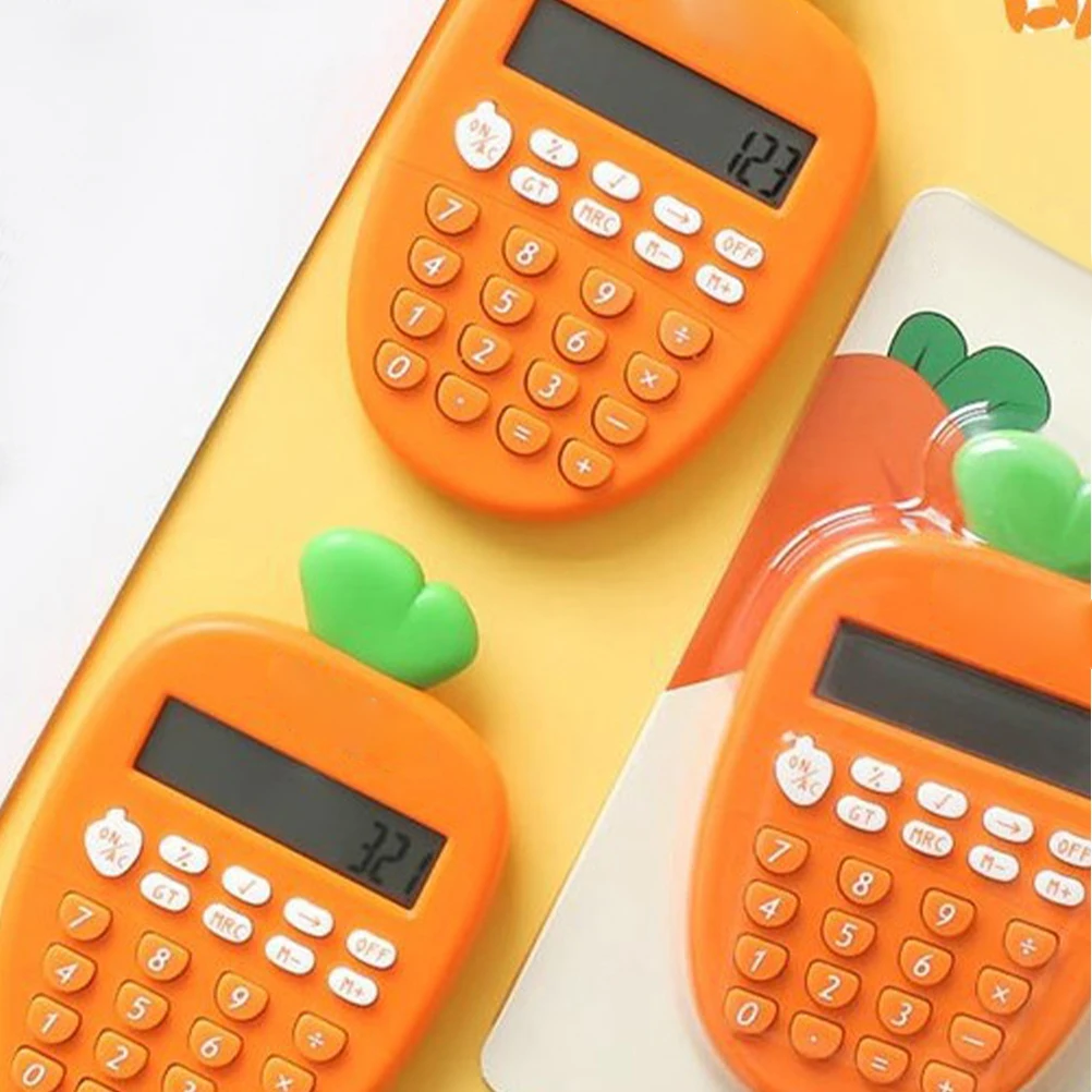 

Portable Electronic Calculator Cute Small Carrot Shape for Kids Office Use Lightweight 12bit Display Easy to Carry