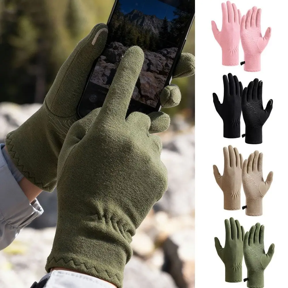 Thickened Winter Gloves Full Finger Anti-Slip Grip Outdoor Gloves Warm Lining Wear-Resistant Windproof Cold Proof Gloves
