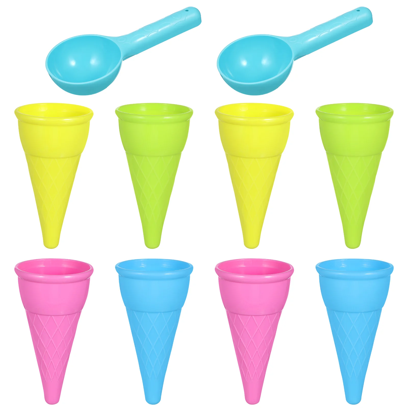 Toyandona Play House Juego de cucharas de cono de helado de playa (color aleatorio 5 unids/pack) 2 paquetes a la venta juguetes de arena molde para niños plástico bebé