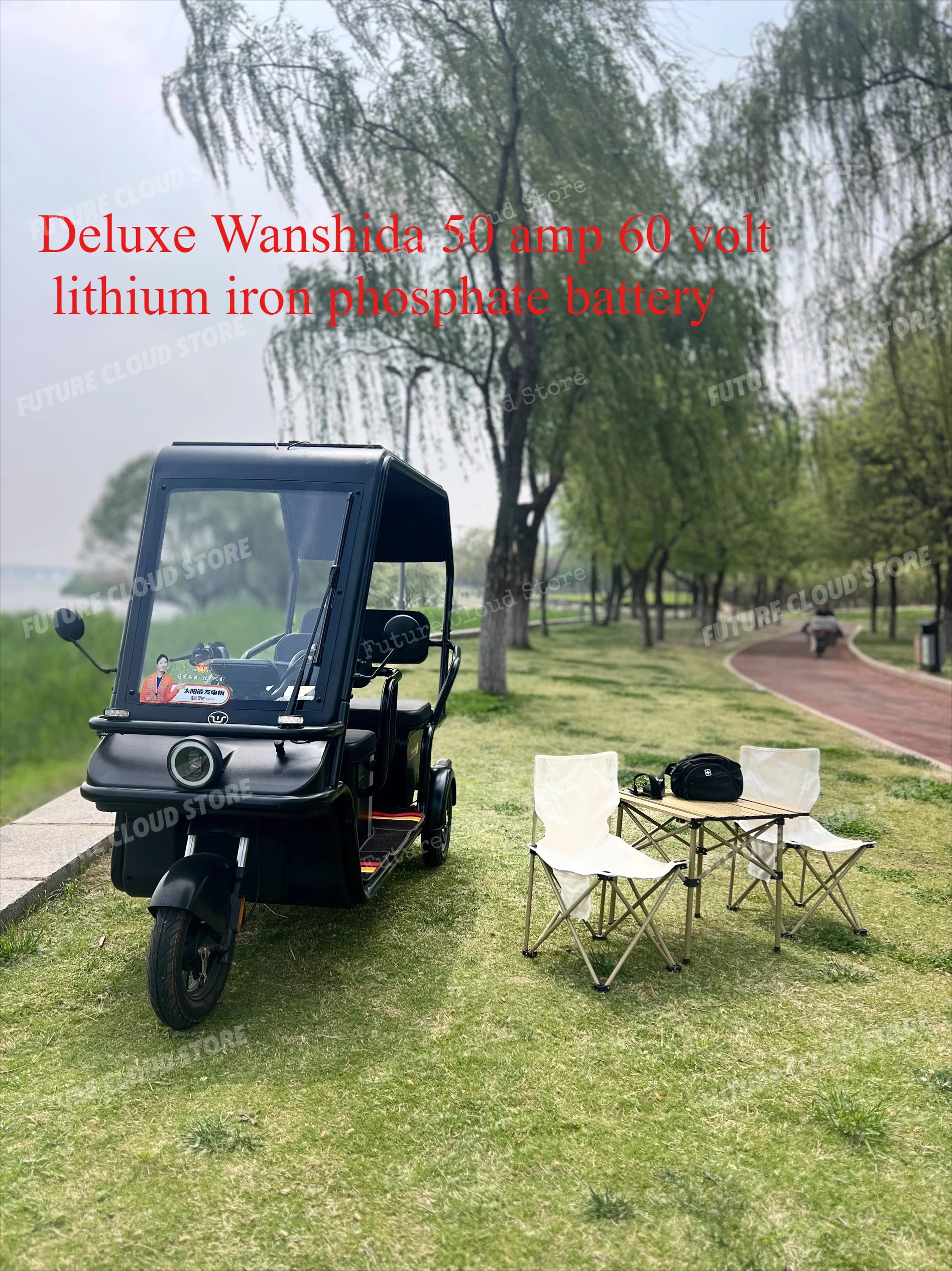 

Solar outdoor mobile charging ceiling self-generating, electric tricycle