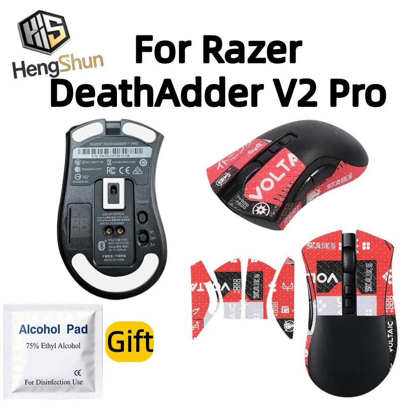 For Razer DeathAdder V2 Pro Mouse PTFE Mouse Feet & Anti-Slip Grip Tape Sweat Resistant Gaming Stickers With Alcohol Pad