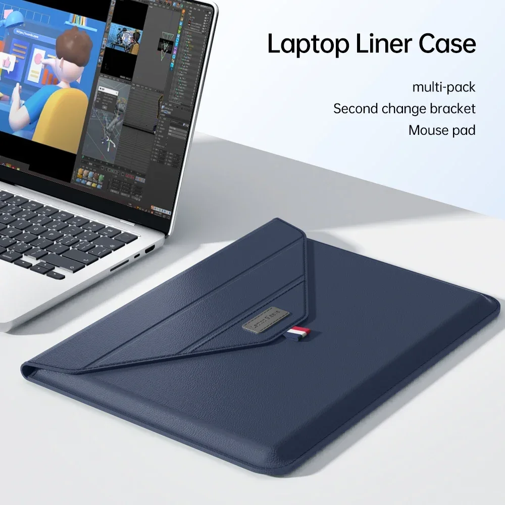 Thin and light laptop bag, 13 inch PU protective cover, ultra-thin storage bag, 14 inch MacBook stand inner bag