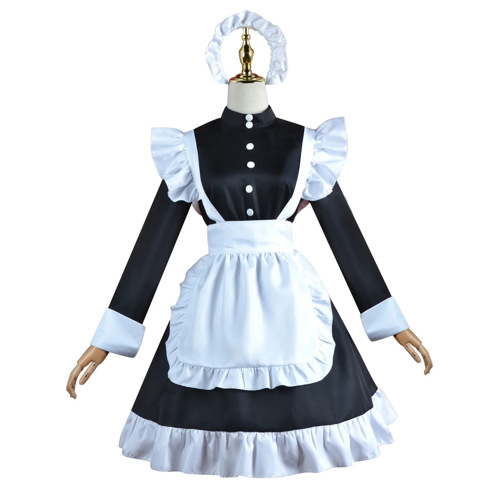 Anime Een Dienstknecht Cosplay Kostuum Zwarte Rok Strik Schort Hoofdtooi Knie Sokken Man Vrouw Volwassen Halloween Kawaii Lolita Meid Jurk