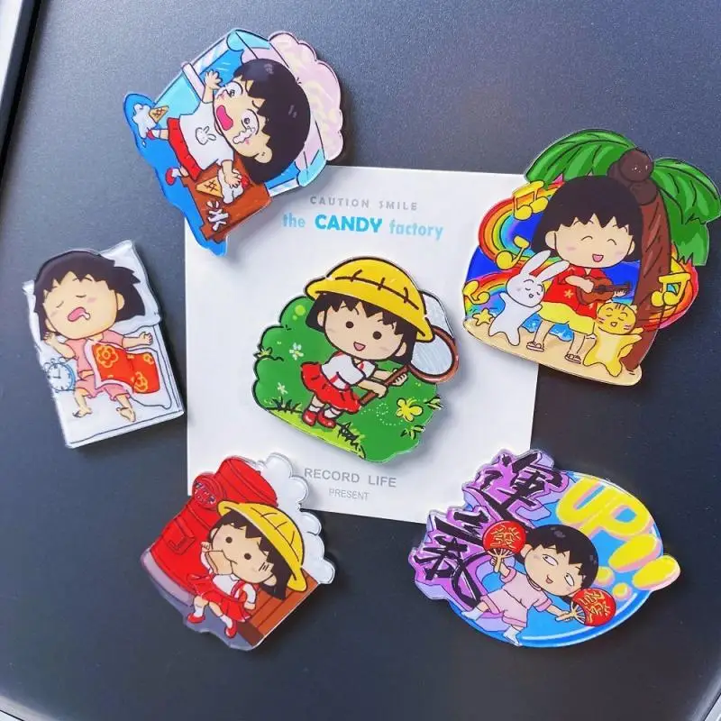 Chibi Maruko-Chan Pvc Acrylic Magnetic Refrigerator Sticker Message Board Decoration Children Magnetic Toys Dormitory Decoration