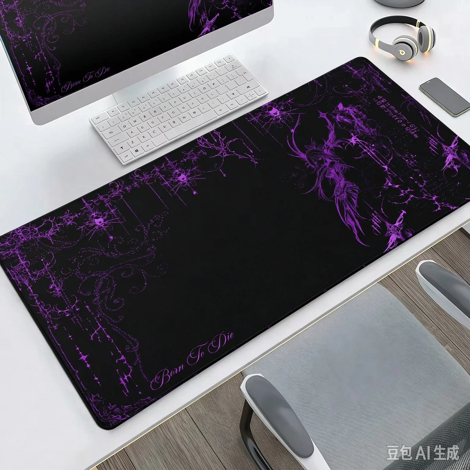 Black Mousepad Gothic Y2K Desk Mat Cyber Sigilism Pads Office Rubber Mouse Pad PC Desk Accessories Gaming Keyboard Extended Mats