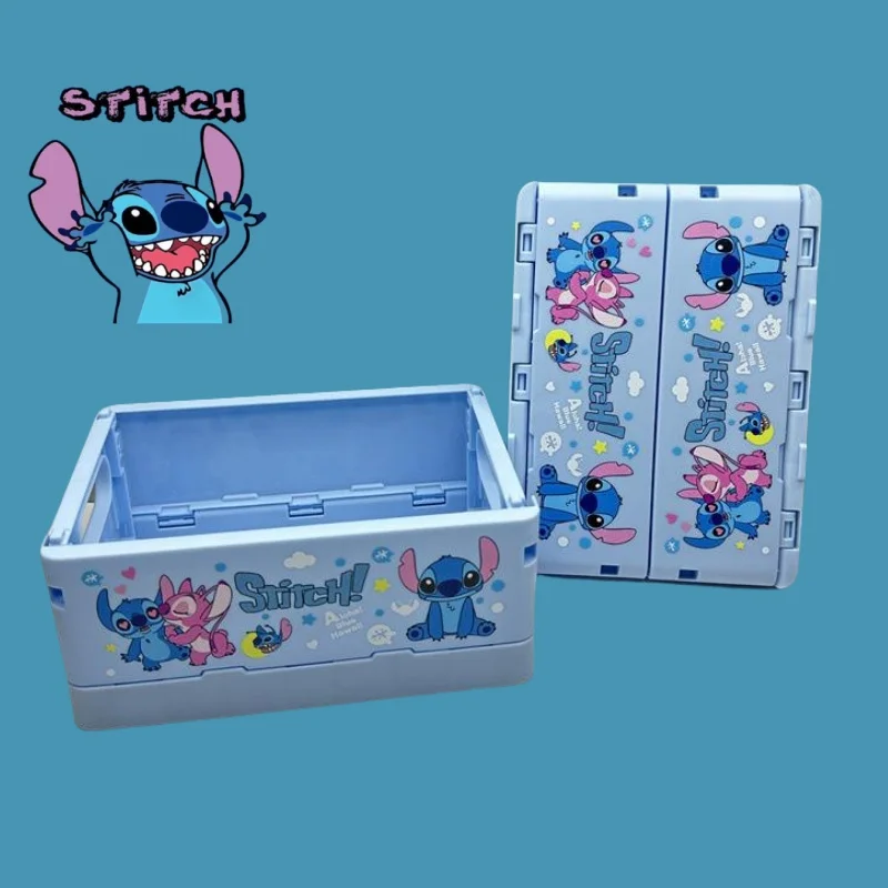 

Disney Stitch Cartoon Series Foldable Storage Box Students Dormitory Desktop Portable Cosmetic Storage Basket Lady Storage Rack