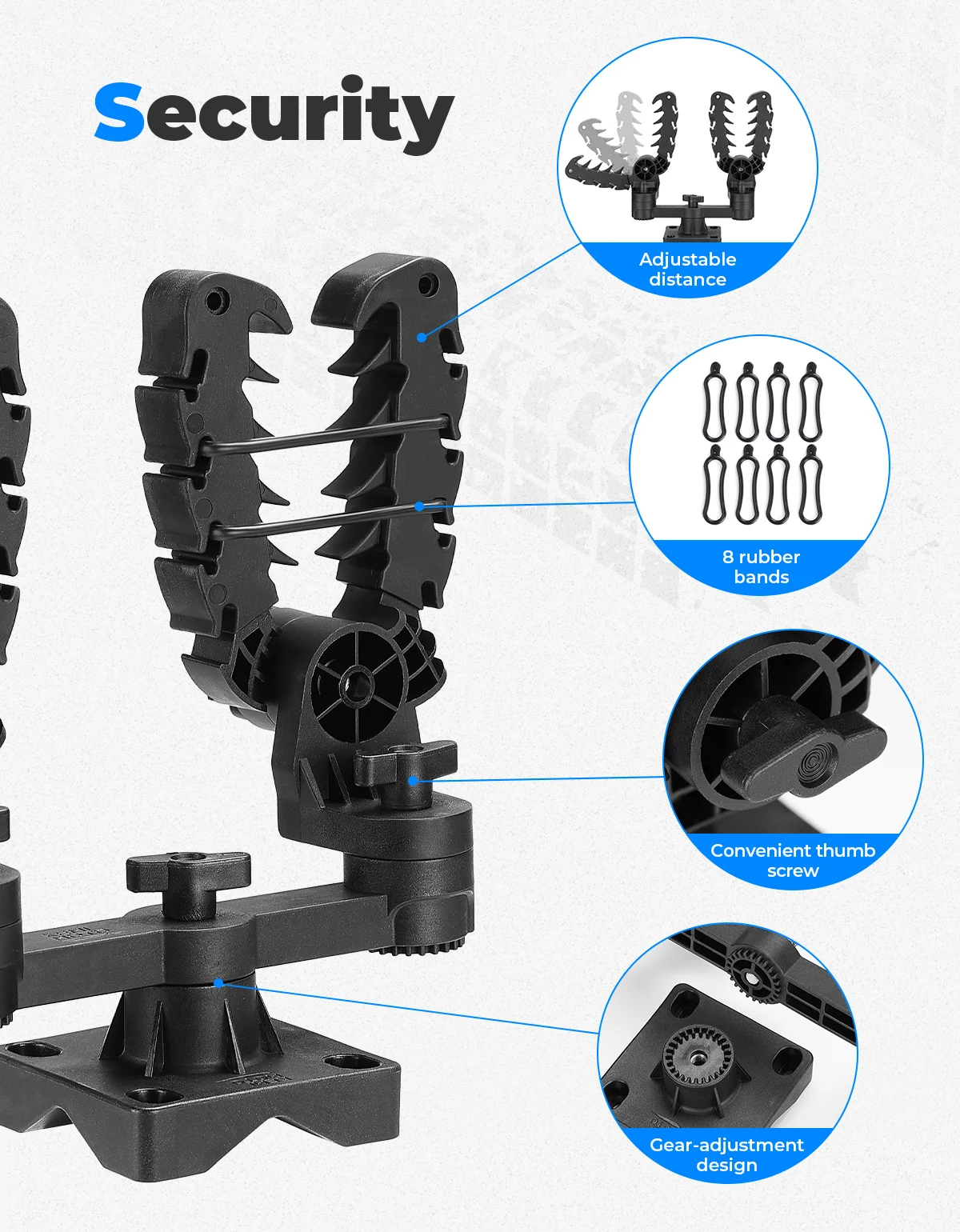 KEMIMOTO UTV ATV Double Gun Bow Rack Mount Holder For Round/Square Bar Adjustable Shooting V-Grip Handlebar Cushioned Rack