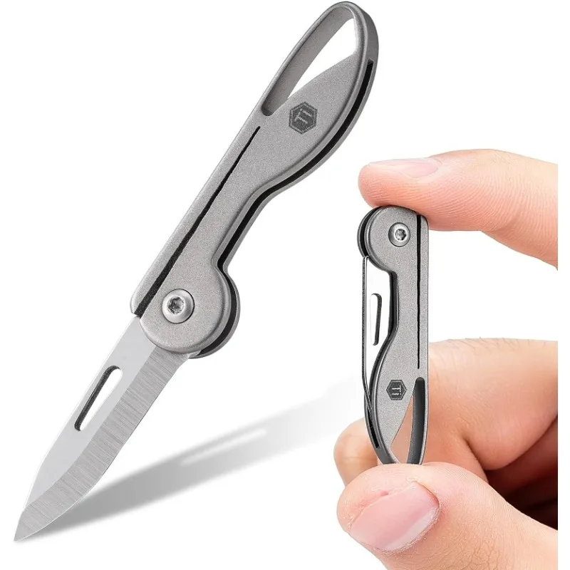 Mini tytanowy scyzoryk KeyUnity do codziennego noszenia - ostre, składane ostrze, narzędzie EDC do biwakowania, pieszych wędrówek i na świeżym powietrzu
