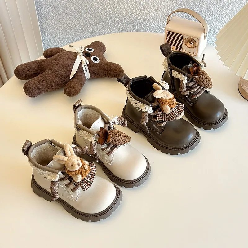 أحذية قصيرة على الموضة للفتيات 2024 أحذية قطنية جديدة لخريف وشتاء كارتونية مخملية دافئة بسحاب جانبي للأميرة #2