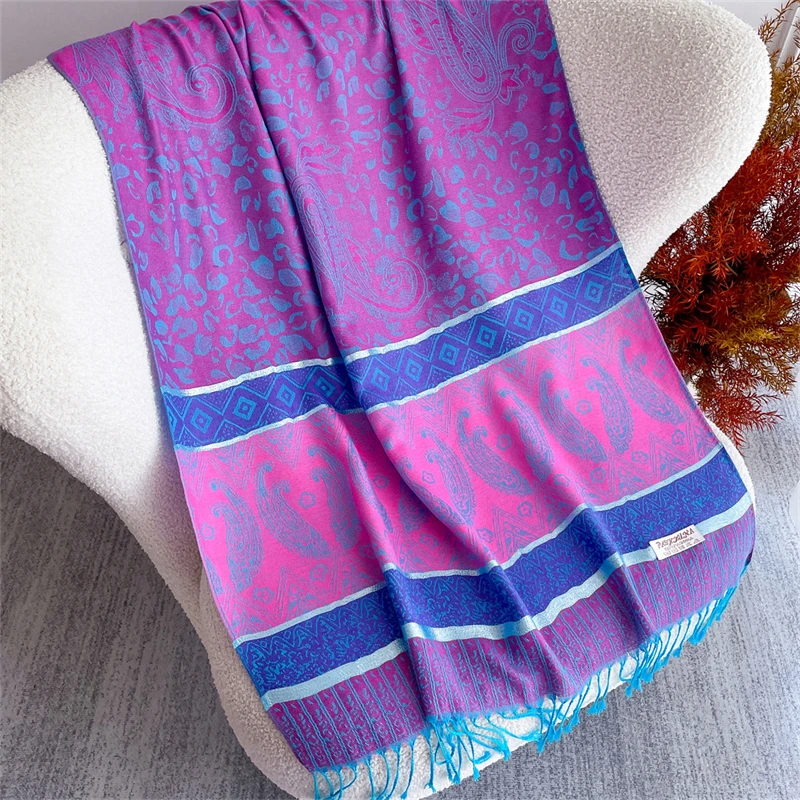 2025 New Luxury Autumn Cashmere Pashmina Shawls Women Warm Jacquard Scarves Lady Wrap Foulard Poncho Echarpe Stoles Scarf image 6