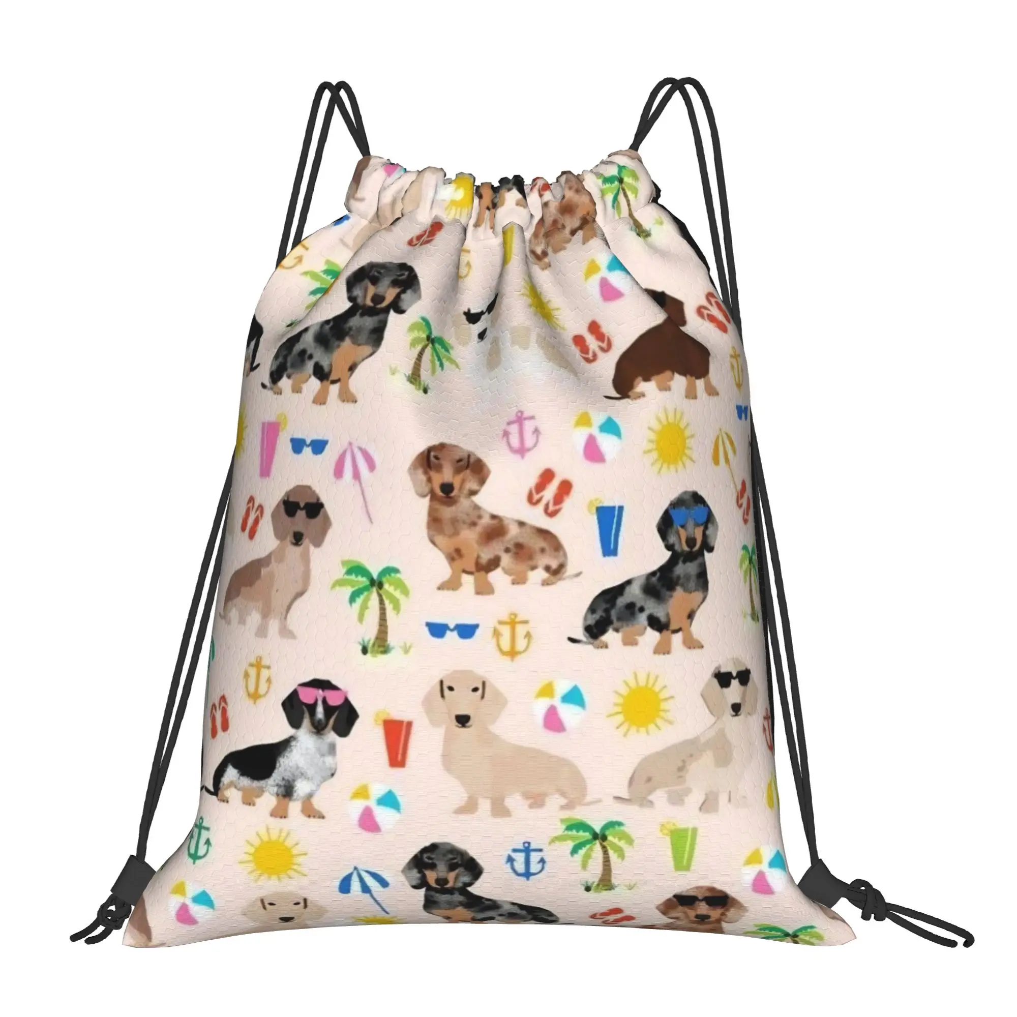 

Рюкзак-мешок для собак породы такса, спортивная сумка для спортзала, водонепроницаемый, с рисунком животных, для походов, 36 см (Ш) x 43 см (В)