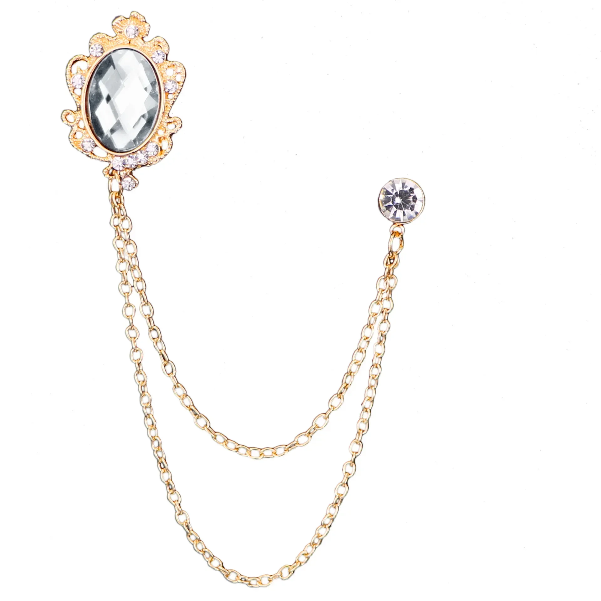 Luxuriöses Kristall-Quasten-Ketten-Brosche-Set – Persönlichkeits-Anzug-Abzeichen für Herren, Kleid-Corsage-Anstecknadel, Schmuck, elegante Krawatten-Accessoires – Detail 9
