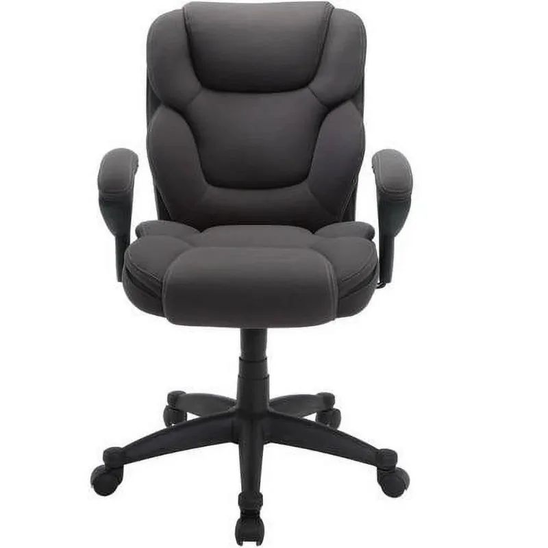 Silla de oficina de tareas de grado comercial, soporta hasta 300 libras, gris oscuro, movilidad fácil, reposabrazos acolchados