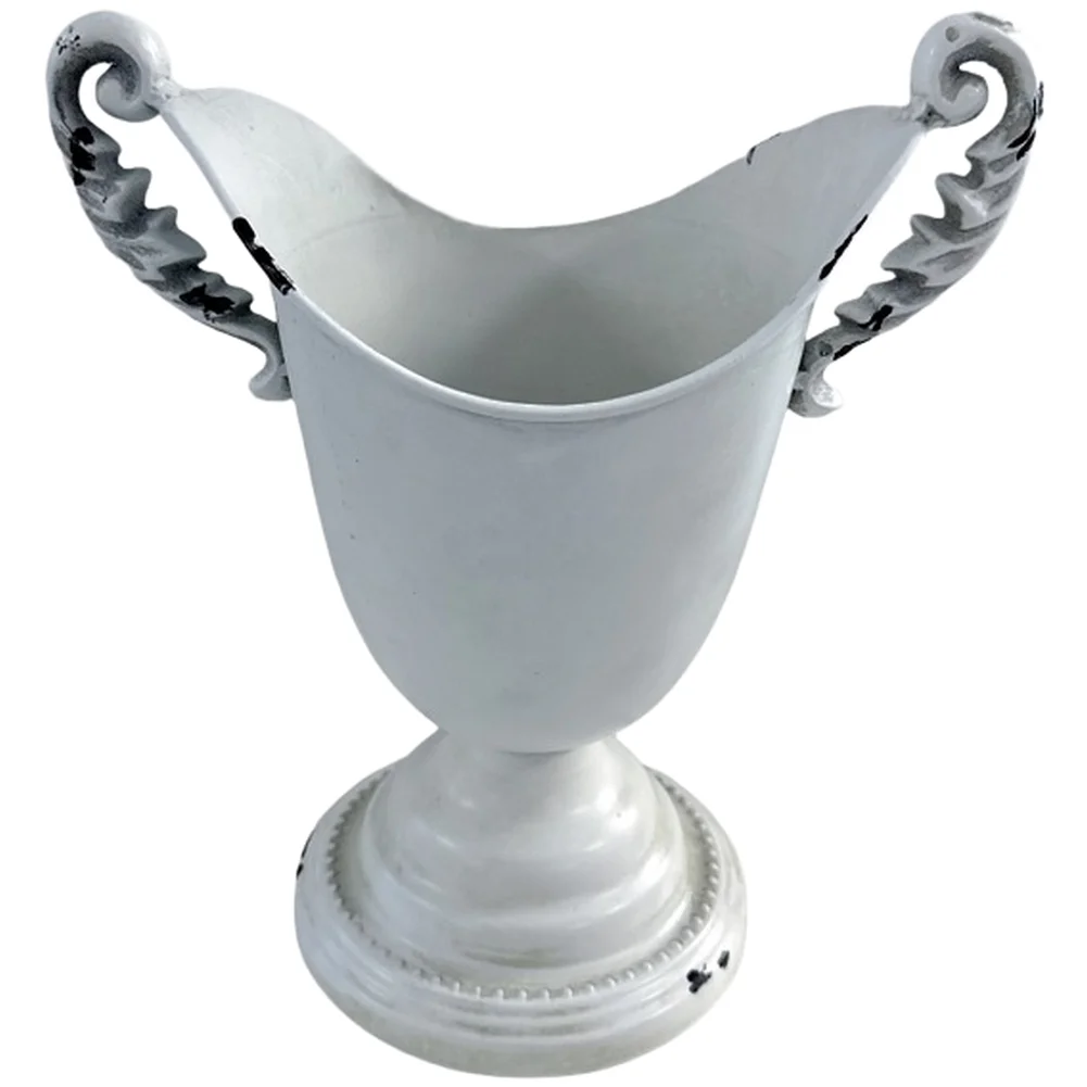 Iron Rustic Trophy Vase Featuring Double Ear Design and Wide Mouth for Large Bouquets and Vintage-Inspired For Home Decoration