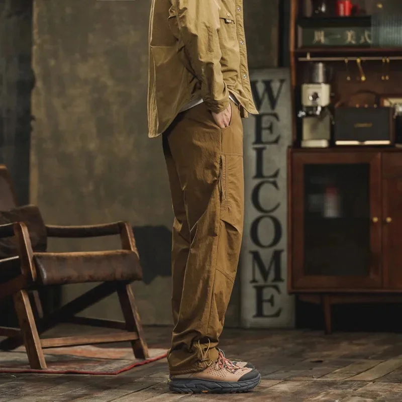 Autumn new men's American cargo pants loose lace-up straight with multi-pocket casual