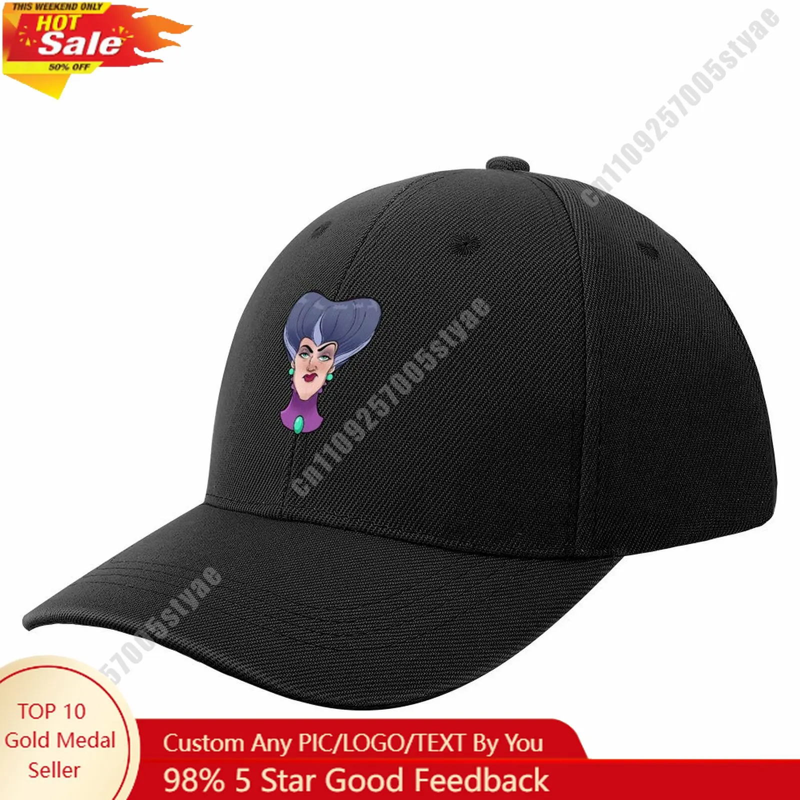 

Lady Tremaine Baseball Cap Disney Licensed Customizable Your DIY Design Upload Images Text Baseball Hat Holiday Birthday Gift