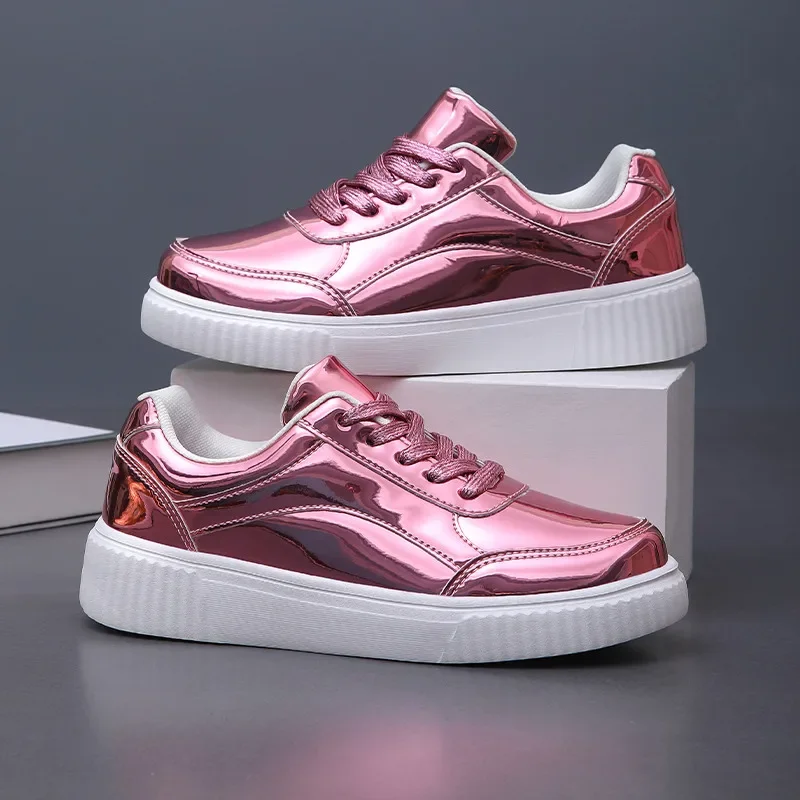 

Fashion Mirrors Pink Skateboard Shoes Light Platform Plus Size 44 Women's Sneaker Comfortable Low Cut Casual Sneaker Shoes Women