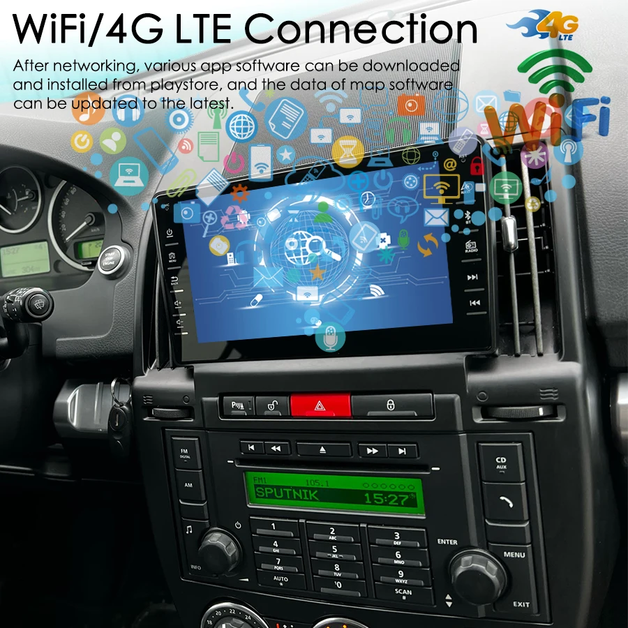 128GB ROM Android 14 Radio 2Din For Land Rover Freelander 2 2009 Navigation GPS Touch Screen Stereo Car Multimedia Video Player