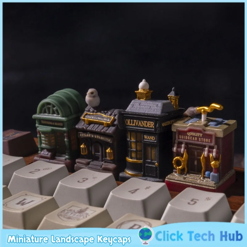 

Wizarding Alley Artisan Keycaps Blind Box Miniature Owl Shop Wand Shop Bookshop For Mechanical Keyboard Harry Potter Collectors