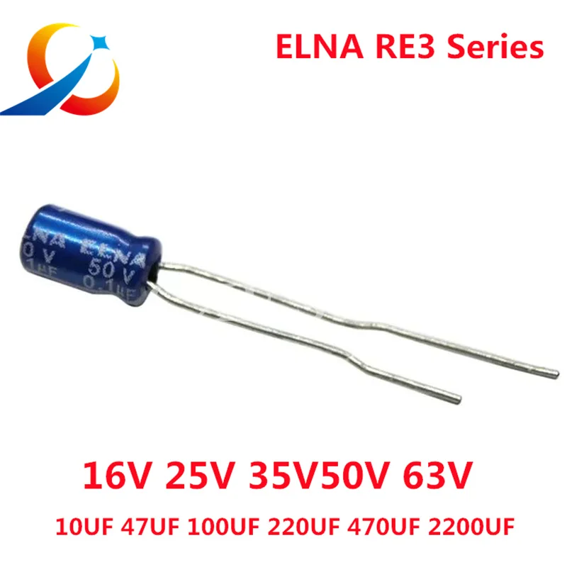 Condensador de Audio HiFi serie ELNA RE3, 10 piezas, 16V, 25V, 35V, 50V, 0,1 UF, 10uF, 22uF, 47uF, 100uF, 220uF, 470uF, 1000uF, 2200UF, Original