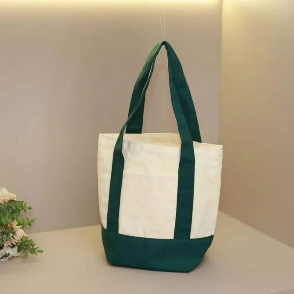 Canvas Tote Bag Classic Design Lightweight Stylish Reusable Tote Machine Washable Handbag for Daily Essentials Small Groceries