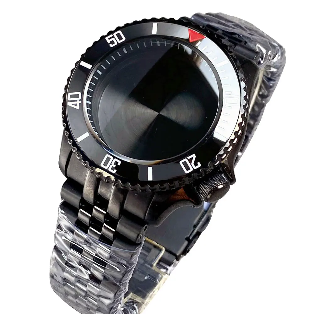 Black SKX Mod Watch Case Dome Sapphire Crystal for NH34 NH35 NH36 3.8 Crown 20bar Waterproof Diver Watch Parts 41mm Ceramic