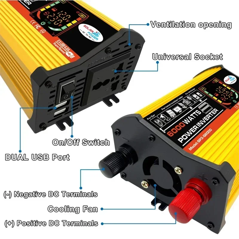 12V to 110V/220V Solar Power System 20W Solar Panel+30A Charge Controller+6000W Modified Sine Wave Inverter Power Generation Kit